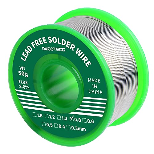 Owootecc Lötzinn bleifreier Löt draht mit Kolophonium kern zum Elektrolöten und Heimwerken (Sn99 3 Cu0 7/0 8mm 50g)