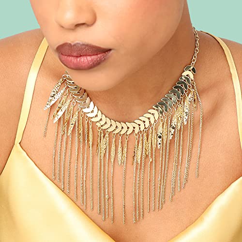 Image of SOHI Contemporary Necklace for Women and Girls, Necklace with Chain detailing for women, Statement jewellery, Fashion Jewellery for women, Imitation, ladies