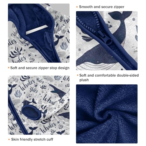 Whales Toddler Boy Winter Coat, Toddler Boy Zip up Hoodie Comfy for Fall Winter Spring 3T3