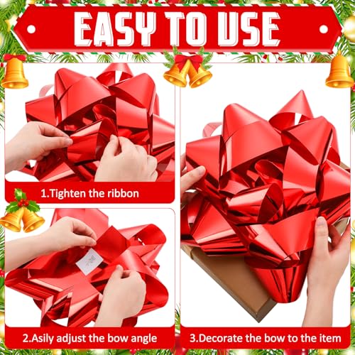 Finecheer MAO-FINECHEER-0498 Big Car Bow 16 Inch Giant Gift Bow Large Gift Bow Pre-Assembled Giant Red Bow Huge Car Bow Large Christmas Bows Decorative Bows thumb #2