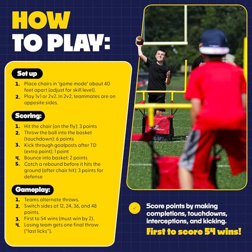 QB54 - The Ultimate Football Yard Game Set, Outdoor Football Toss for Tailgating, Backyard, Beach, Park, Tournaments, Sports Training, Score Touchdowns, Kick Field Goals