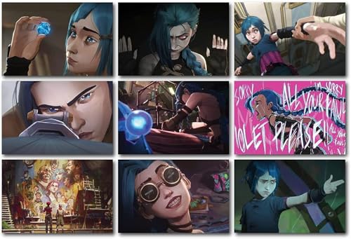 Image of ATEVON Arcane Series Anime Poster Set - 18-Piece Wall Collage Kit 6x4 Inch | Jinx Caitlyn Viktor Silco Vi Anime Wall Decor for Bedroom, Dorm, Office & Gift Use