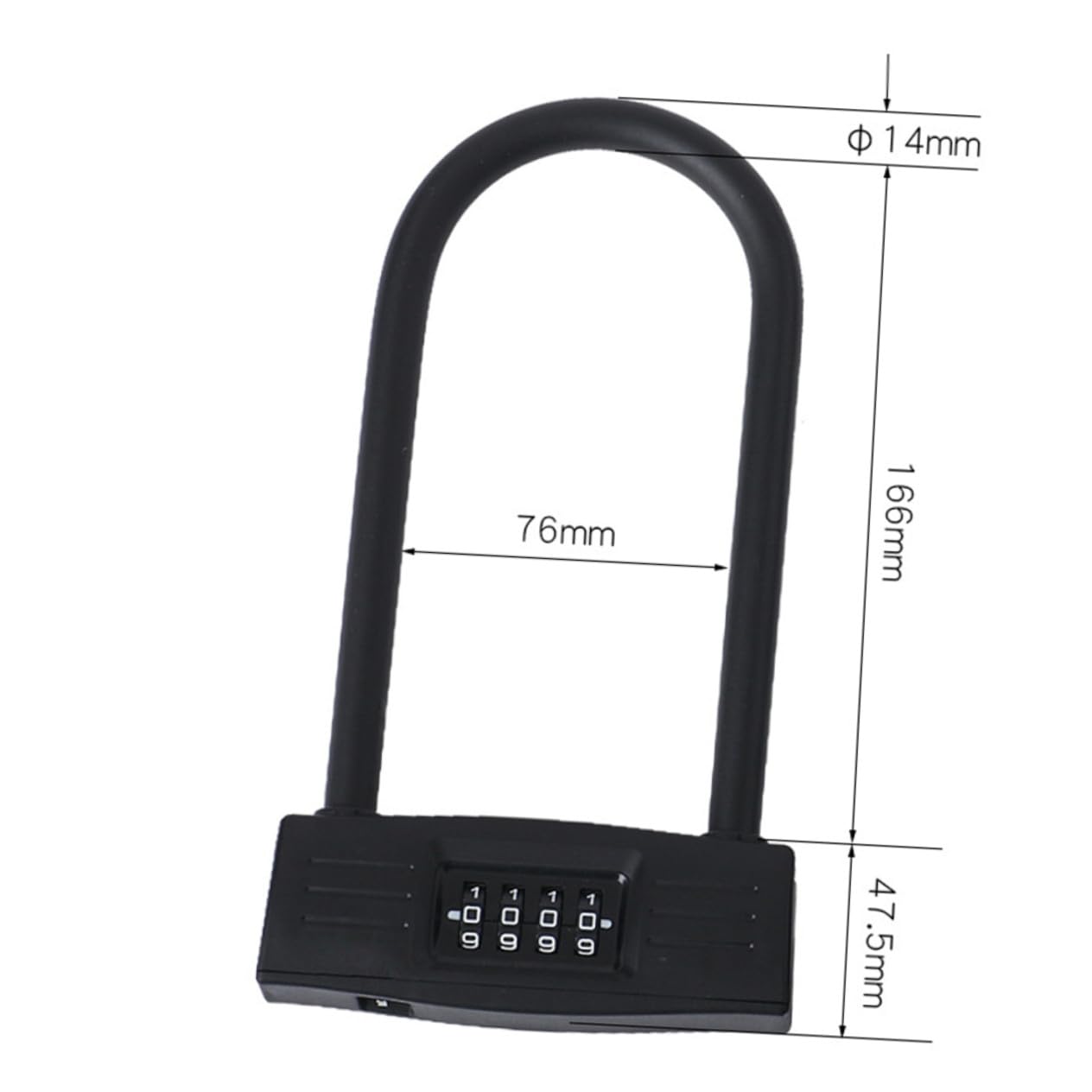 Cadenas Codé en U 4 Chiffres Noir en Alliage de Zinc