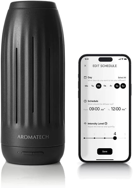 AromaTech Ambience Scent Diffuser for Essential Oil Blends & Fragrances – Waterless Scent Machine w/Bluetooth for Home, Bathroom Boutiques, Hotel, Spa – Charcoal Mini image 3