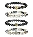 LOLIAS 4 Pcs Lava Rock Bead Bracelet for Men Leopard Lion bracelet Set Adjustable 8MM Beads IL