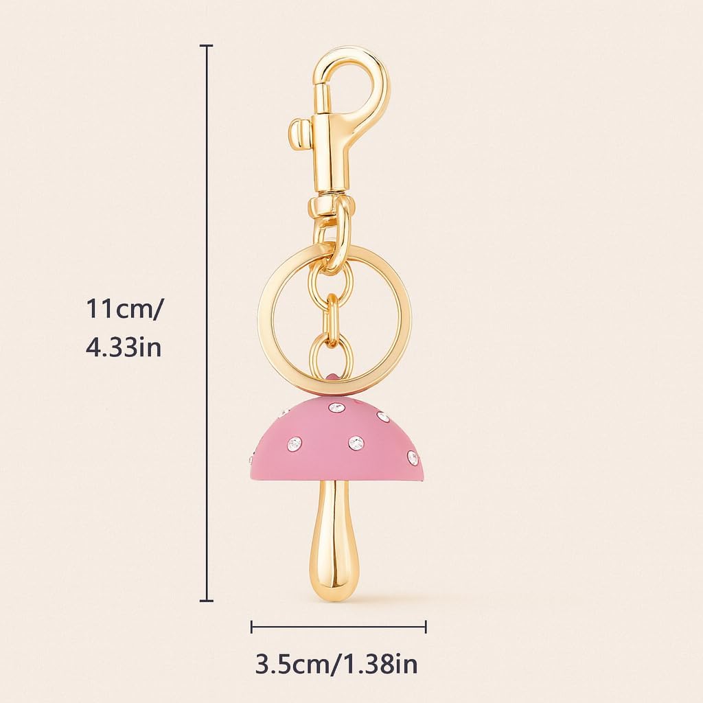 Stylish Mushroom Keychain Rearview Mirror Charm Fancy Handbag Purse Charms for Women Accessory Car Key Chain - Image 7