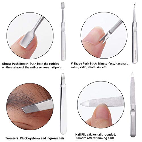 FAMILIFE Manicure Set, 8 in 1 Professional L13 Manicure Kit Nail Clipper Set Stainless Steel Pedicure Tools Kit Portable Grooming Kit with Pink Leather Travel Case for Women Girl