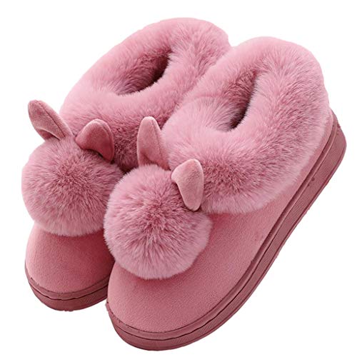 YILANLAN Rabbit Women's Cute Cartoon Animal Slippers - Warm Plush, Breathable, Skin-Friendly