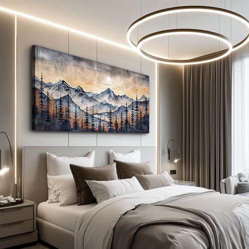 QIYILEXWART Canvas Wall Art For Living Room Wall Decor For Bedroom Office Wall Decoration Mountain Landscape Painting Abstract Pictures Artwork Room Aesthetic Home Decor 20x40 In