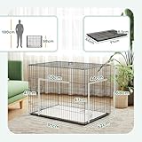 PawHut Dog Crate with Two Doors, Tray, Soft Cushion, for Large Dogs, Black - Image 7