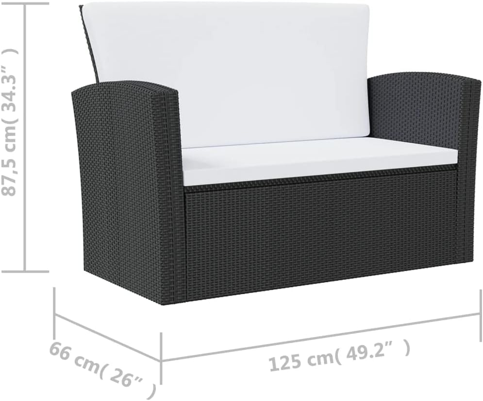 vidaXL Patio Lounge Set 16 Piece, Sectional Sofa for Outdoor Backyard, Couch with Cushions, Patio Furniture Set with Table, Poly Rattan Black
