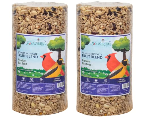 JCs Wildlife No Mess, No Waste Fruit Blend Premium Bird Seed Small Cylinder, 2 lb (2 Cylinder)