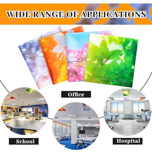 Image of ROCEEI Pack of 4 Fluorescent Light Covers for Ceiling Lights, 4 x 2 Ft, Magnetic Light Covers for Classroom Office Home School Ceiling Decor(Sunshine)