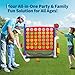 Giant 4 in a Row Game,Adjustable Height Board Jumbo 4-in-a-Row Game with Quick-Release Slider,Mini Basketball,Golf & Ring Toss Set for Family Party, Outdoor & Indoor