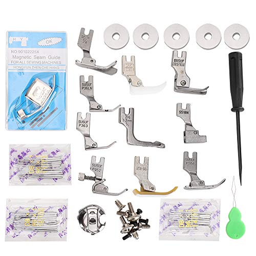 Kit de pies prensatelas para máquina de coser con estuche en acero inoxidable miniatura 1