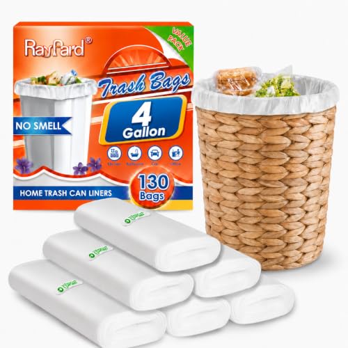 RayPard 4 Gallon Trash Bags 130 Count Clear Small Bathroom Garbage Bags