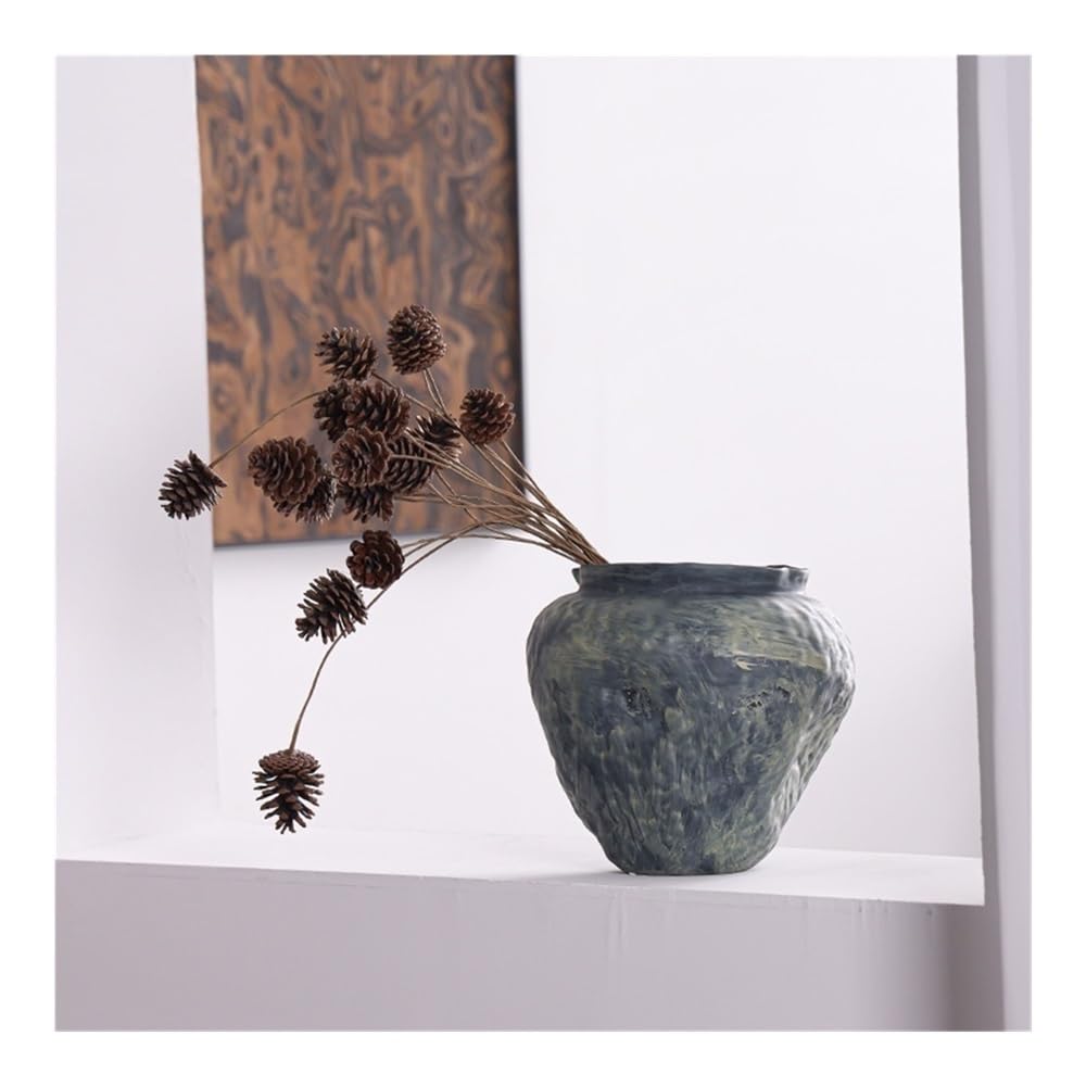 Wazon na kwiaty, Okrągły wazon ceramiczny w stylu retro do salonu, suszone kwiaty/dekoracja hydroponiczna