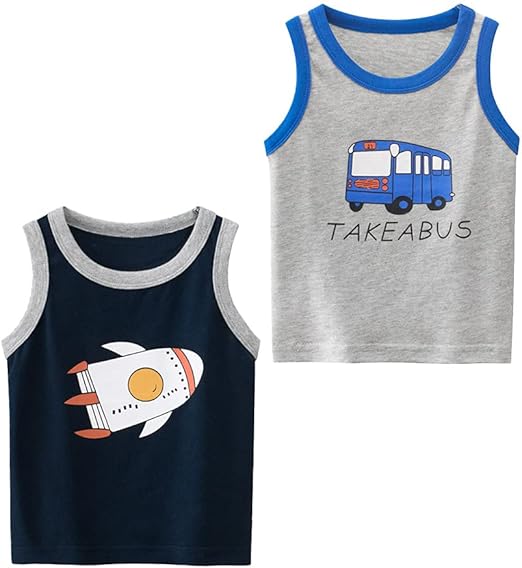 LittleSpring Summer Little Boys Tank Tops 2Pack Sleeveless Undershirts