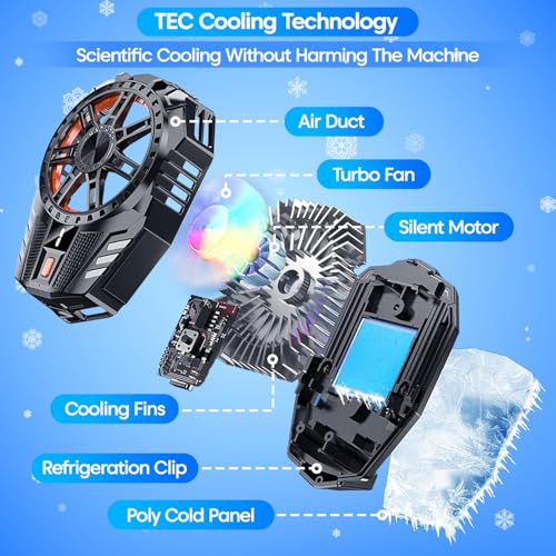 Image of Sounce Smart Magnetic Mobile Cooling Pad Instant Phone Cooler with LED Temperature Monitor Advanced Semiconductor Chip Compatible with iPhone & Android (Black, 7.9 CM)