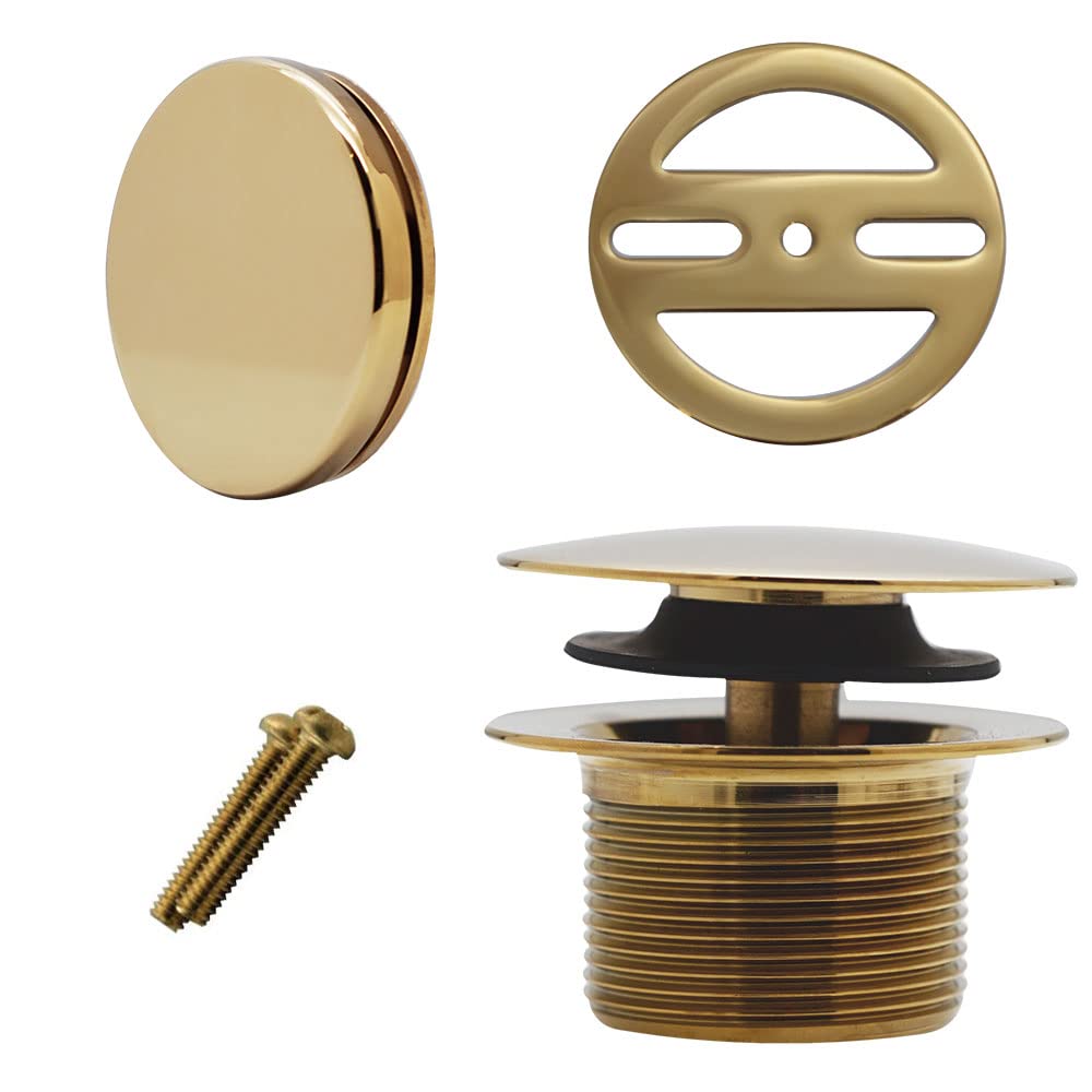 Westbrass A326H-01 - Gruppo di scarico e troppopieno in ottone da 55,9 cm, con tappo di scarico europeo a punta e piastra frontale illusionaria, ottone lucido