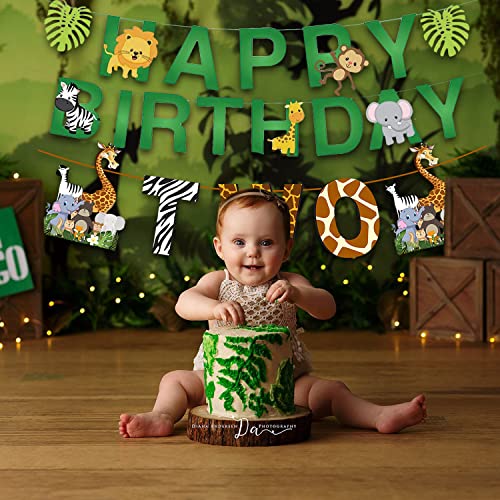 Image of Party Propz 2Pcs Jungle Animals Leaves 2nd Birthday Banner with Age inchTwo inch Banner | Jungle Theme Decoration Kit | Forest Theme Decor | Animal Theme Decorations | Balloons for Birthday