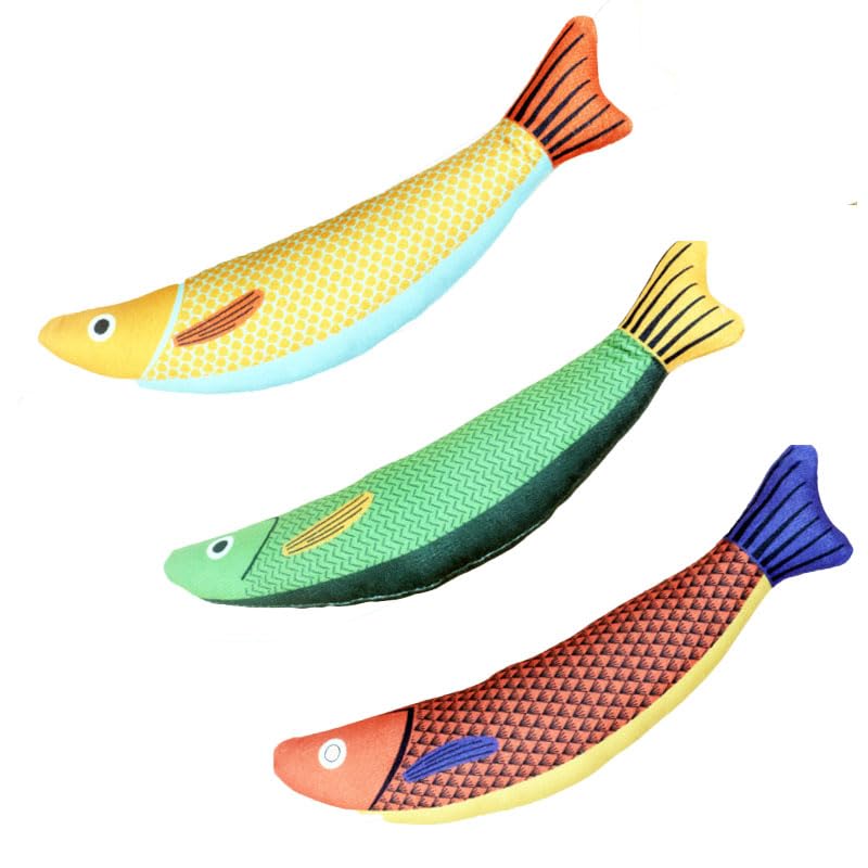 Jouet pour chat à herbe à chat interactif, lot de 3 poissons pour exercice de chat d'intérieur