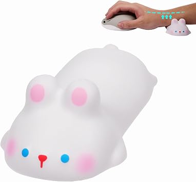 Small Wrist Rest Mouse Pad for Mouse, Mini Cute Ergonomic Cartoon Mousepad Memory Foam Design Animal Shape Wrist Support Pillow Rest Cushion Mat for Office Computer LaptopRabbit