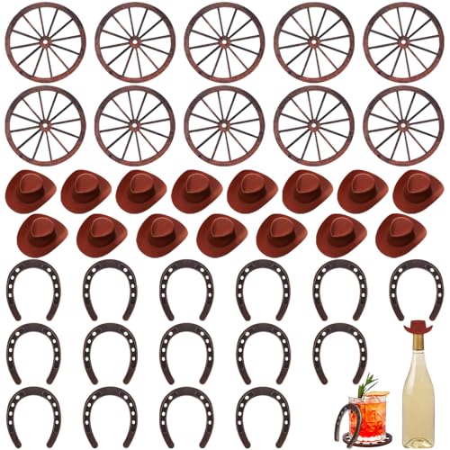 FIONUPI 40 PCS Western Themed Party Decorations Mini Horseshoes Cowboy