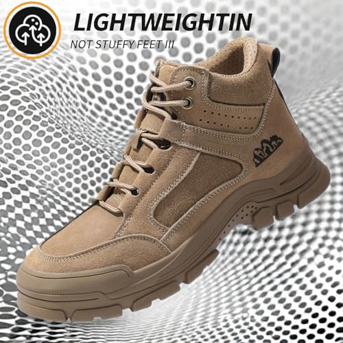 Image of Steel Toe Boots for Men Indestructible Construction Steel Toe Work Shoes Breathable Lightweight High Top Safety Work Boots for Men.