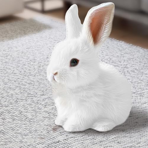 Oprtuisi Bunby - My Realistic Bunny Toy,with Lifelike Movements, Hops,Twitches & Wiggles Ears, Handmade,Easter Gift (Brown) (White)