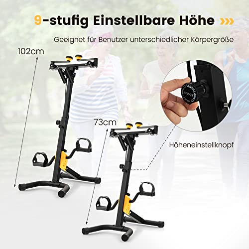 COSTWAY Pedaaltrainer, hometrainer, fiets, mini-stepper fitnessfiets, 9 standen verstelbaar en 53 x 43 x 73-102 cm, ideaal voor senioren - Afbeelding 3