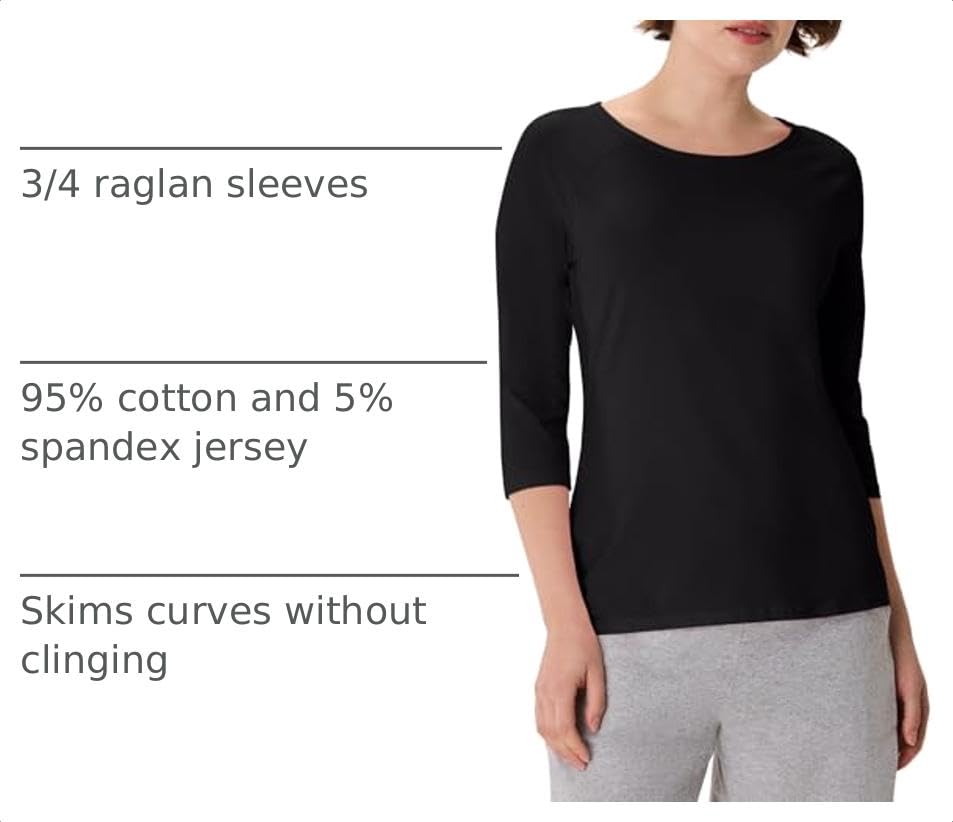 Hanes Women's Raglan Sleeve Stretch Cotton Crewneck Tee