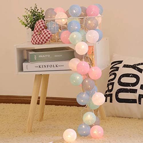 ALUNME 20 Led Cotton Ball String Lights 10 Feet Battery Powered Indoor Led String Lights for Bedroom Indoor
