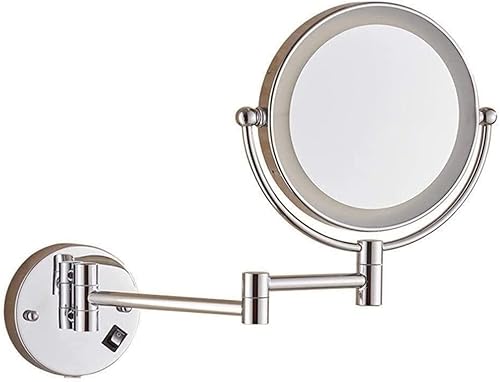 Miniatura 1 de Wall-Mounted Makeup Mirror LED Lighted Vanity Makeup Mirror 10X Magnifying 8-inch 360 Adjustable Arm Chrome Vanity Mirror