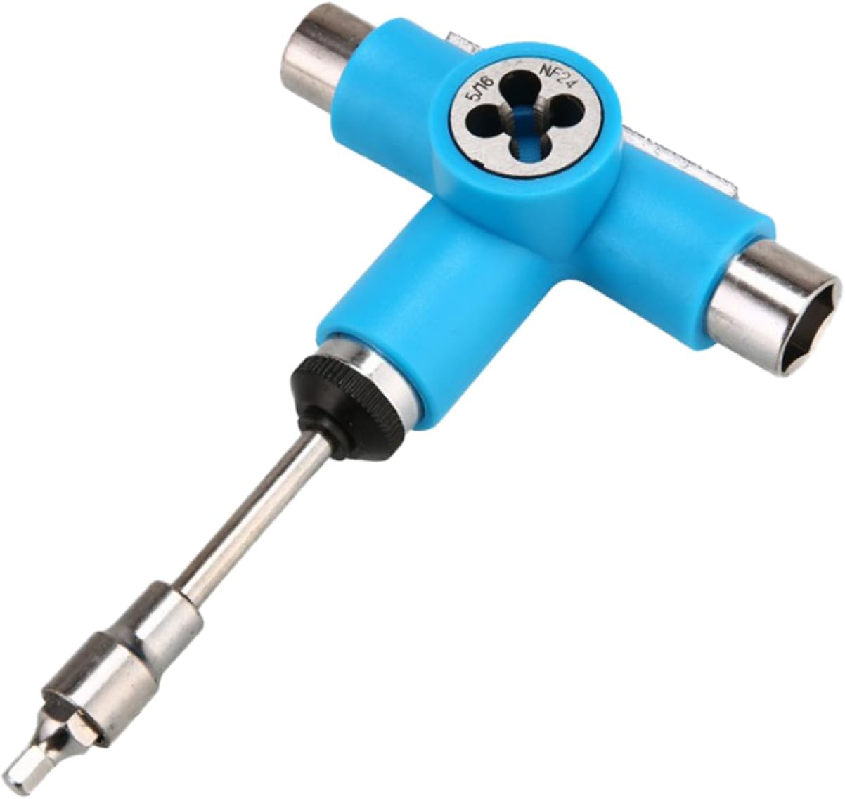 Multi-function Skateboard T Tool with Ratchet for Skateboards and Cruisers | Metal Build, Lightweight Portable Design, Wheel Changing Use, Blue Finish