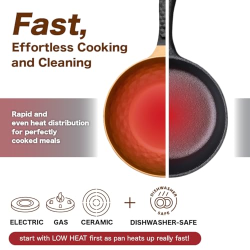 Diamond X Premium Non Stick Wok Pan - 11" Large Flat Bottom Chinese Wok - Woks & Stir-fry Pans Nonstick - Titanium-Coated 8-Layered Korean Engineered Skillet for Frying, Oil-Free, PFOA-Free