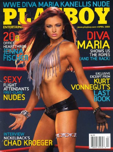 Playboy Magazine (Contents Image) April 2008 Maria Kanellis, Jenna Fischer, Flight Attendants, Chad Kroeger, Kurt Vonnegut (Volume 55 Number 4)