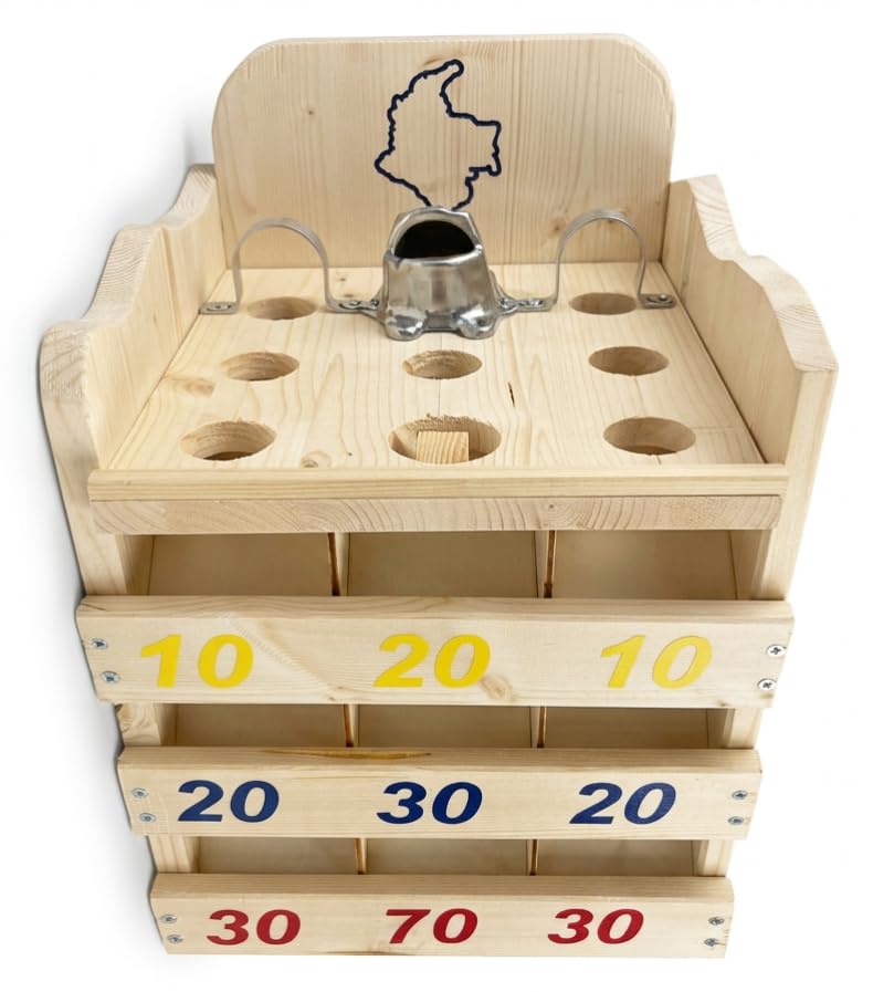 Genérico Juego de la Rana – Jeu de la Grenouille   Versión clásica de Madera y Metal – Sapo Colombiano con 6 paletas Originales   Apto para Interior y Exterior (Versión Colombia) 32 x 32 x 50 cm