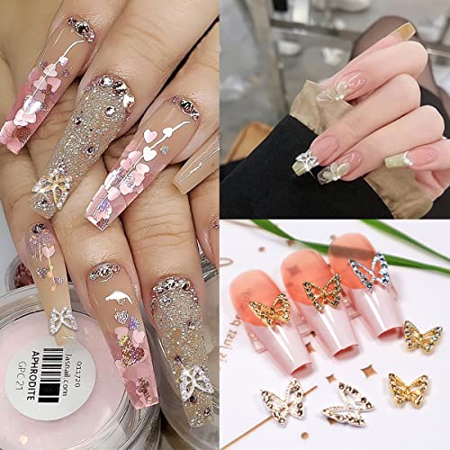 10Pcs Butterfly Nail Charms 3D Alloy Gold Silver Butterfly Nail Gems Luxury Metallic Butterflies With Rhinestones Nail Supplies Shiny Butterfly Nail Jewels For Women Girls Manicure Tips Decoration #TOP1