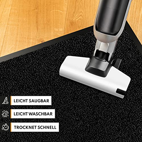 Hochwertige Fußmatte anthrazit-schwarz 60x90 groß für Innen & Außen - Schmutzfangmatte rutschfest, waschbar & wetterfest - Fussmatte für Eingangsbereich & Aussenbereich - Läufer Flur dünn – Bild 4
