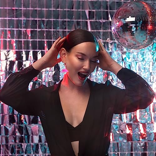 Pink Disco Ball Earrings for Women Cowgirl Hat Earrings Costume Accessories Jewerly Halloween Party4