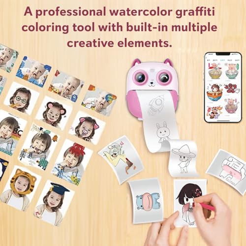 Image of SEZNIK Mini Camera Printer, Click Photo Print, Inkless, Bluetooth HD Printer, Android, iOS. Instant Print (Neo-Pink)