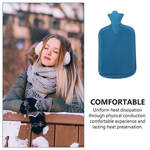STOBOK Bolsa de Silicone para Água Quente Bolsa Portátil Reutilizável Com Capa de Pelúcia Azul