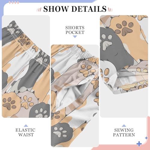 Cat Foot Boys Long Pants Soft Trousers Elastic Waist Kids Lounge Bottoms with Pockets S-XL4