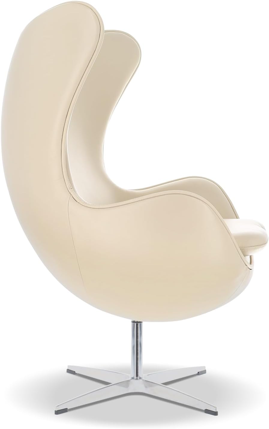 Valencia Finola Swivel Armchair 35.4”, Italian Nappa 11000 Top Grain Leather, 360° Swivel, Mid-Century Modern Accent Chair for Living Room, Cream
