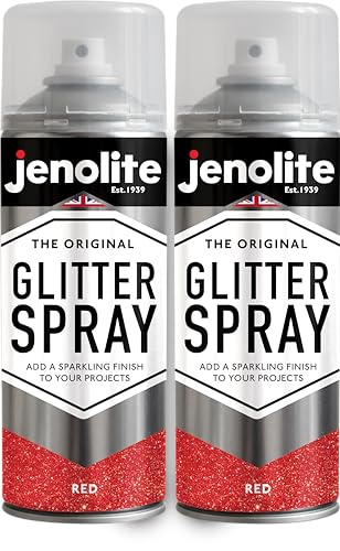 JENOLITE Peinture à paillettes en aérosol | ROUGE | Peinture pailletée | Multisurface | Parfait pour l'artisanat et les loisirs | 2 x 400ml