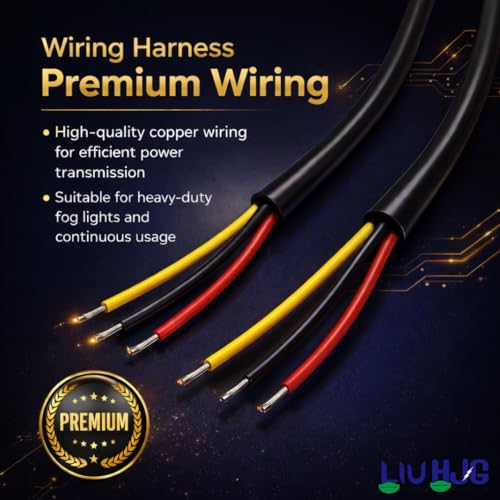 Image of LIU HJG 3 Pin Coupler Premium Wiring Harness for Auxiliary LED Fog Lights 3.4 Meter Wire with Heavy Duty Metal Switch Copper Wiring Suitable for 3 Wire Fog Lights (Pack of 1)