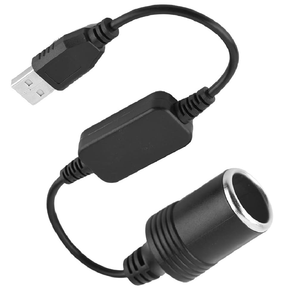 USB A to Cigarette Lighter Adapter Power Cable 12V Cigarette Lighter Socket Female Converter Adapter Cord for Driving Recorder, Electronic Dog, Car Charger