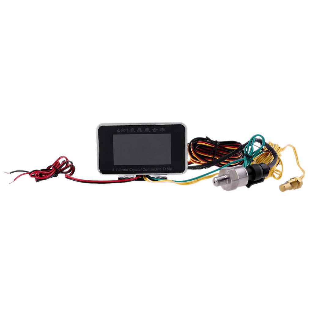 4 in 1 LCD Digital Alarm Voltmetro Pressione Olio Temperatura Acqua Carburante 12-24V
