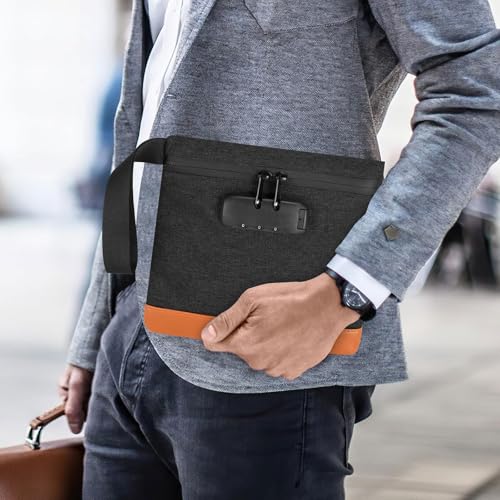 Money Bag with Combination Lock, 7.9 * 7.4 in Security Proof Bag with Lock for Cash, Safe Storage Pouch for Cash, Travel, Bank Deposits, Credit Passports Phone Notary (Black) - Image 6